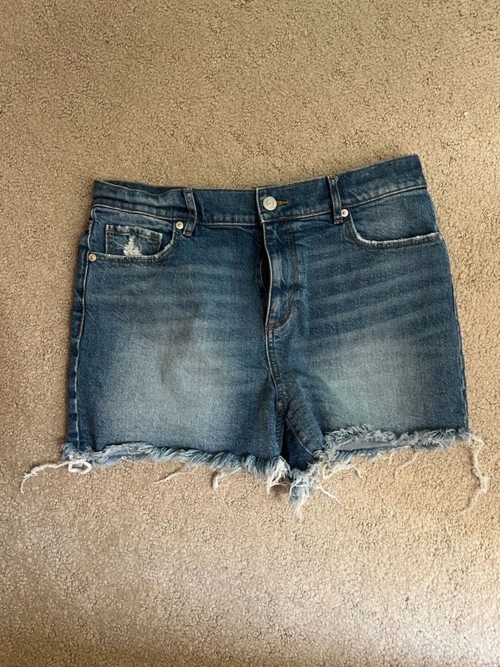 LOFT Distressed Cutoff Denim Shorts - Medium Blue